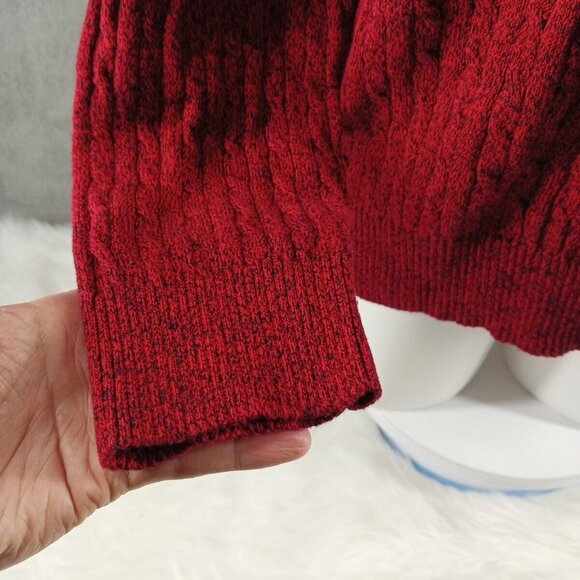 NWT KAREN SCOTT Christmas Sweater XL(16-18) Red Pullover Cable Knit 100% Cotton - Picture 4 of 11